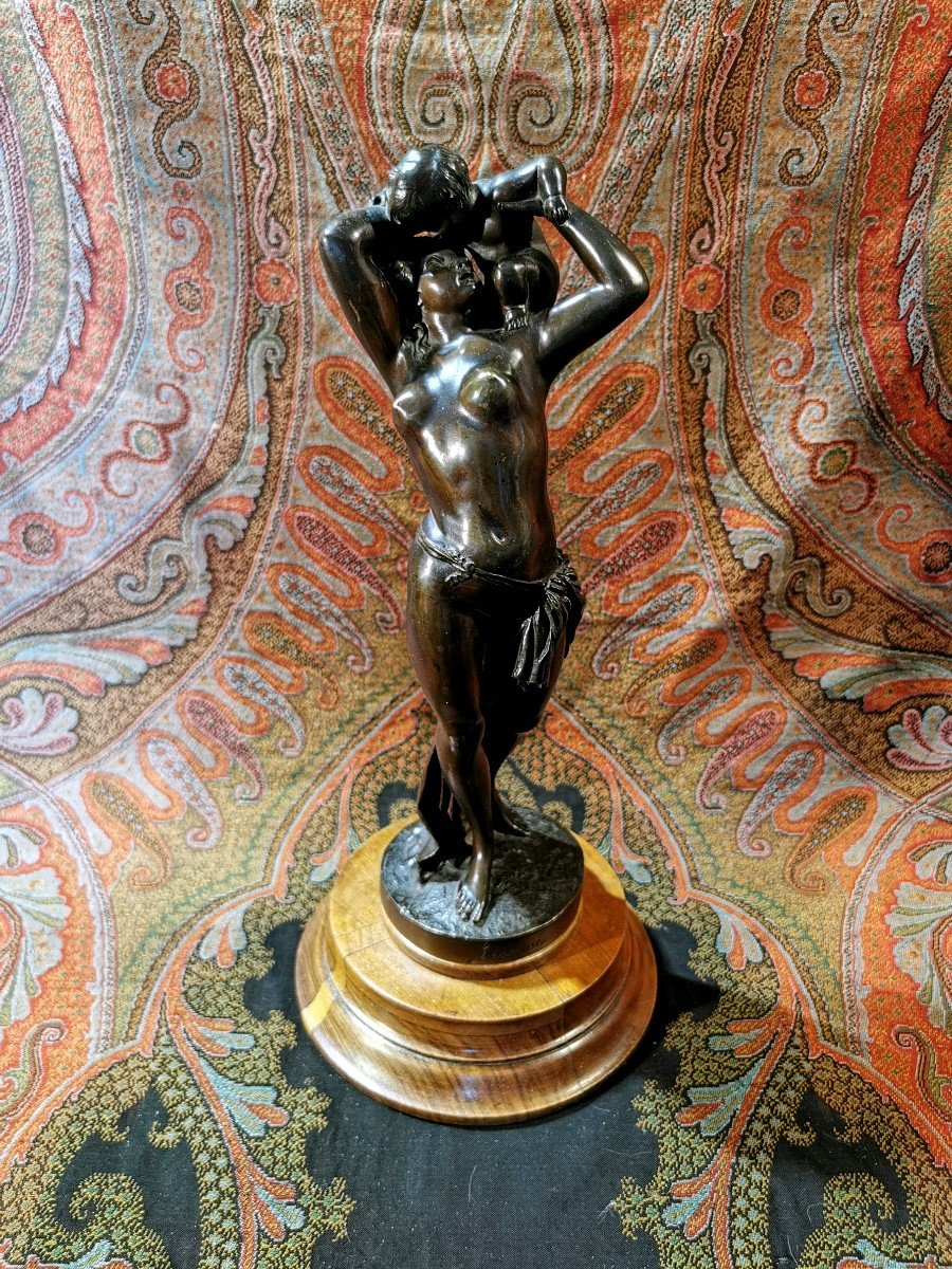 Sculpture en Bronze Signé LEVEQUE Nu Artistique du XIX e  " La Maternité "-photo-4