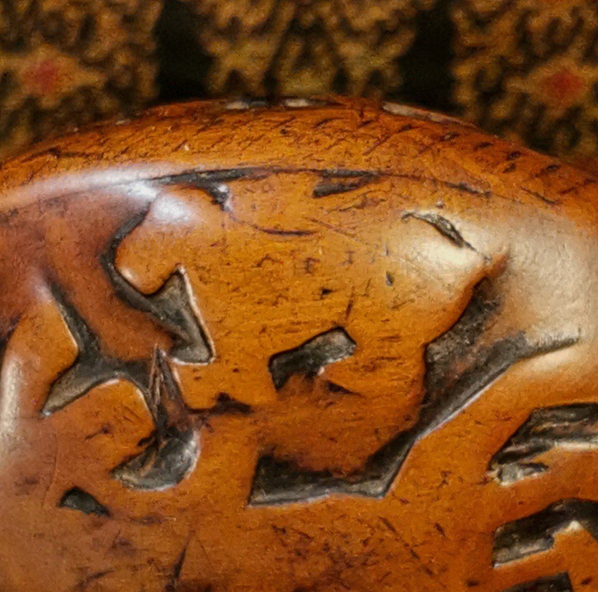 Secouette Snuffbox - Monoxyl Carved In Boxwood - Object Of Curiosity - 18th Century-photo-3