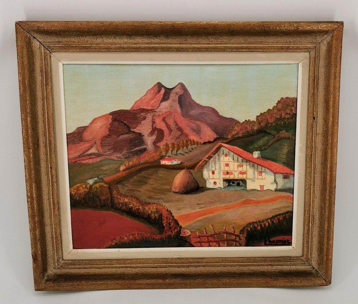 Tableau - paysage Figuratif Basque -  Peinture Huile.S.C. - 1940/60