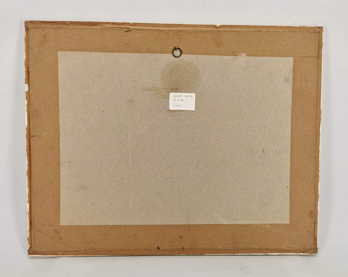 Drawing Frame - Black Stone On Paper - Artistic Nude - 20th Century School-photo-6