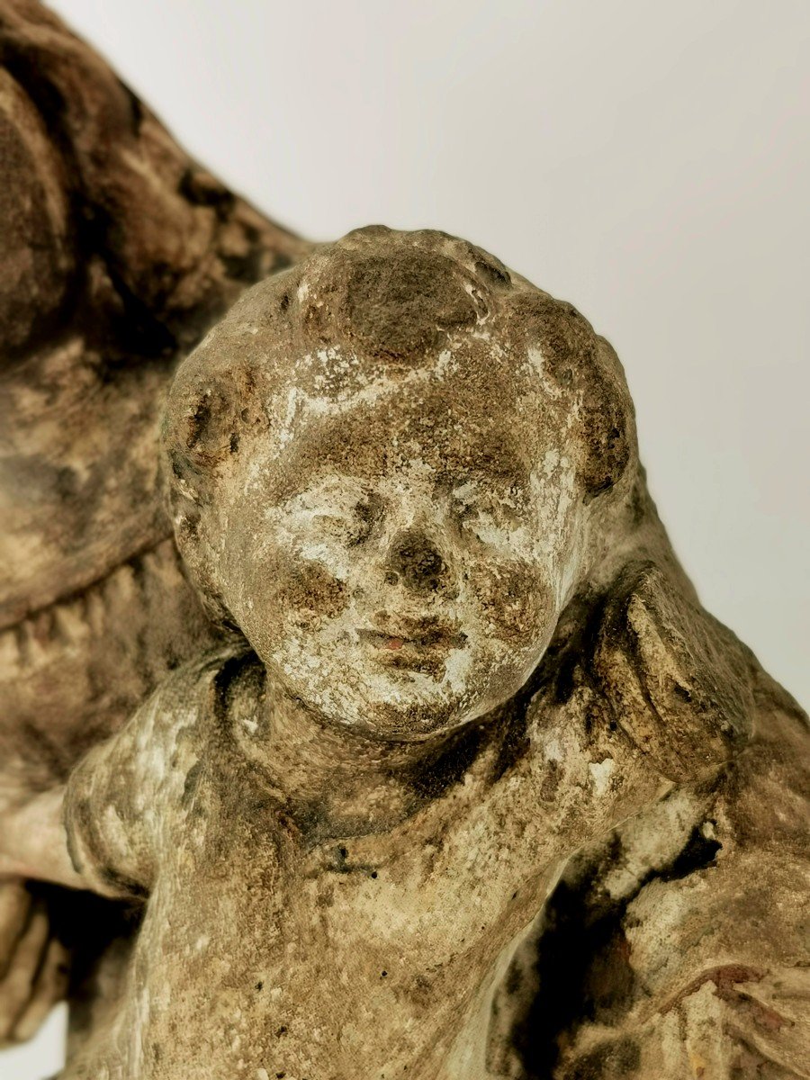 Sculpture Religieuse  - Statue renaissance Vierge en Majesté Polychrome - XV e France-photo-3