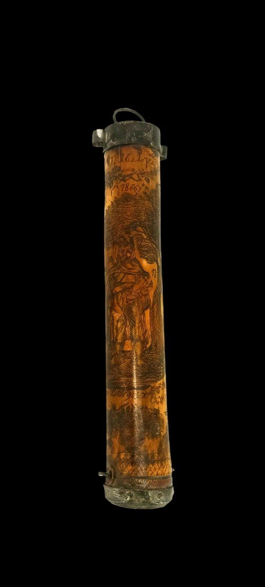 Collectible Message Case - Carved Decor Dated 1866 - Curiosity XIX ᵉ Century-photo-4