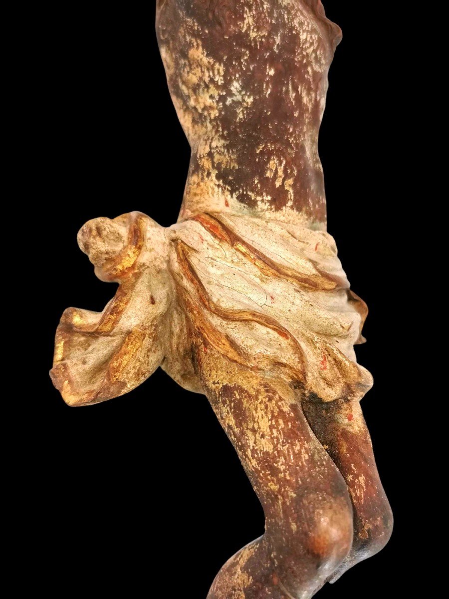Christ Sculpture In Wood - Polychrome And Gilded Walnut - 16th Century Work-photo-4