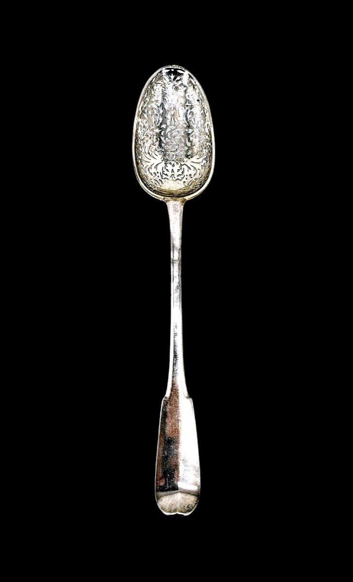 Cuillère à Olive Argent XVIIIe Siècle - Orfèvre d'Orléans Hanappier - Argenterie