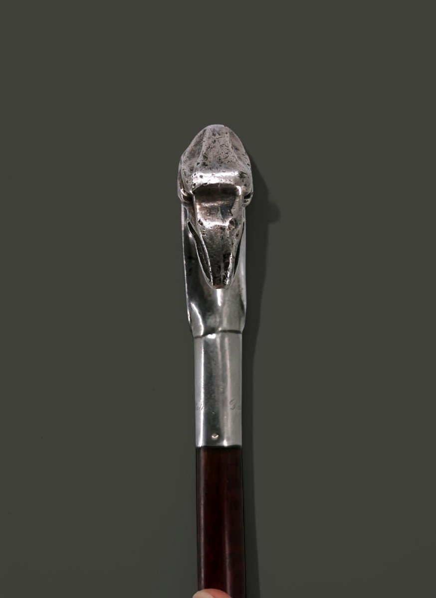 Canne De Dandy Art Nouveau - Argent Massif Sculpture Mante religieuse 1900-photo-1