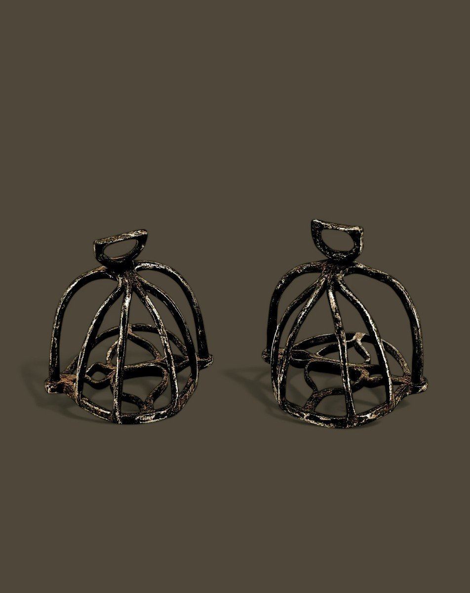 Pair Of Dragoon Stirrups – Old Monarchy, Cavalry – Wrought Iron Late 17th – Early 18th Century-photo-1