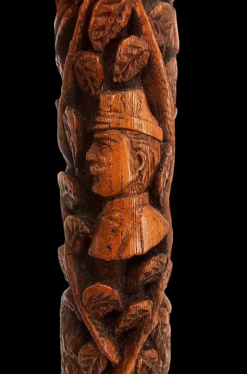 Collectible Cane - Carved In High Reliefs - Historical Decor 18th / 19th Century -photo-5