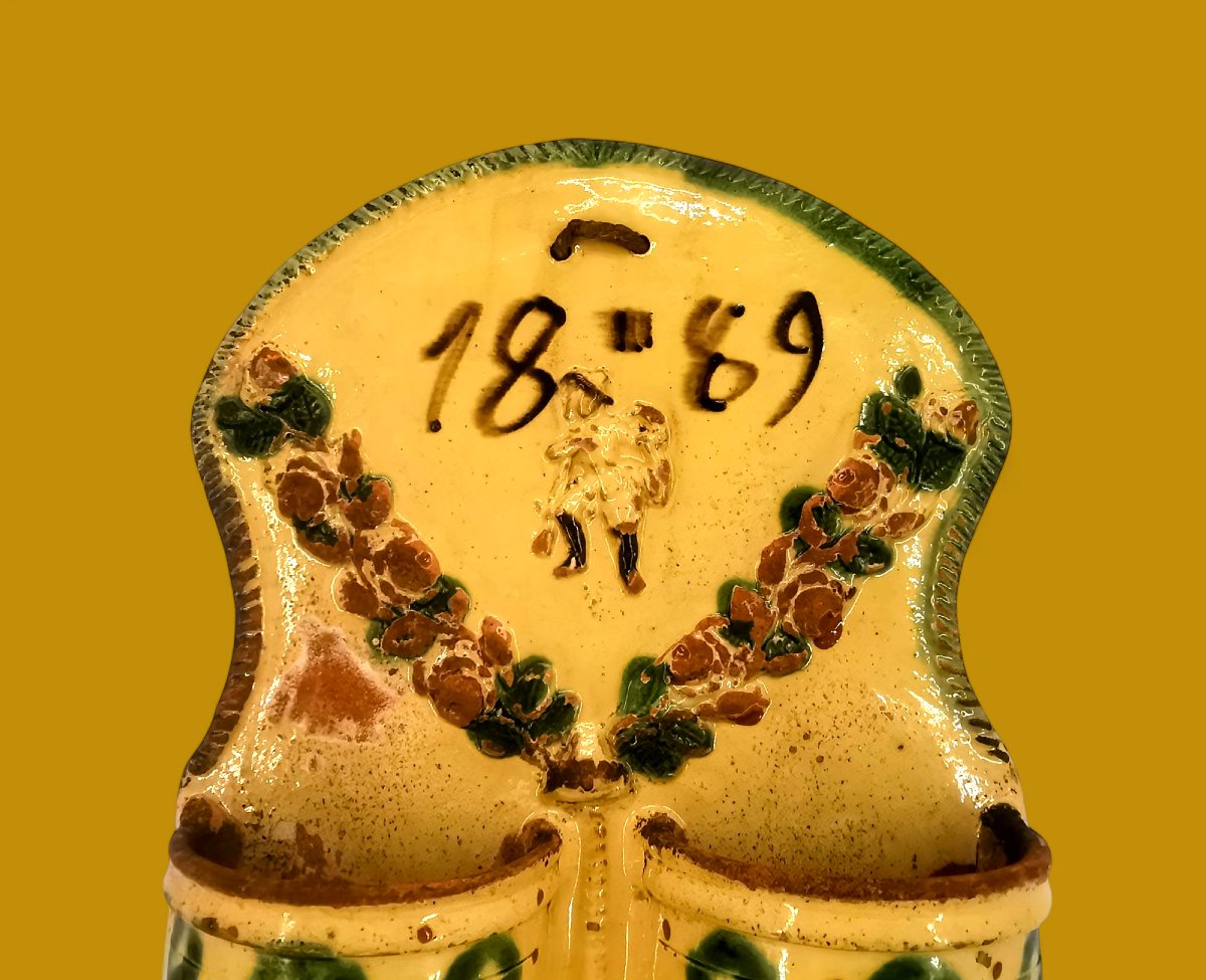 Porte Couverts égouttoir - Terre Cuite Vernissée 1889 - Céramique XIX ème -photo-1