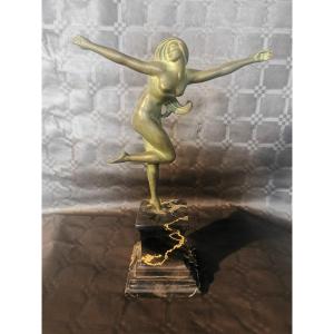 Danseuse En Bronze Patine Verte Par Morante 1930  Art Déco 