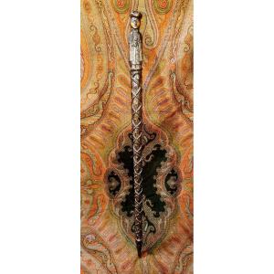 Cane Carved With An Ecclesiastical Character In A Single Piece Of Wood Folk Art 18/19éme