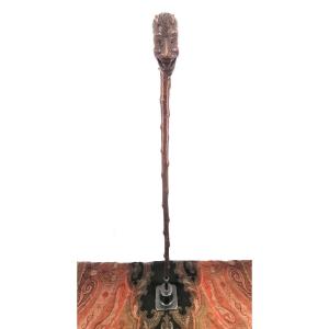 Monoxyl Wooden Cane Carved Devil's Head Popular Art