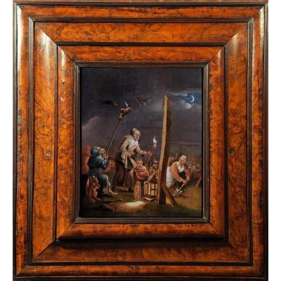 « L’arrivée Au Sabbat », Deuxième Moitié Du XVIIème Siècle, école De David Teniers, Le Jeune.