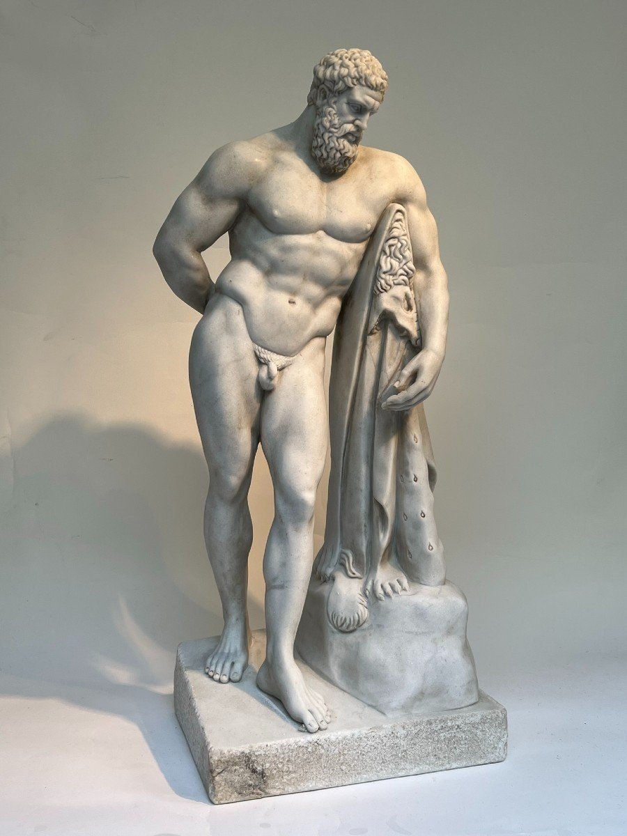 Hercules Farnese, White Marble, Late 19th Century.