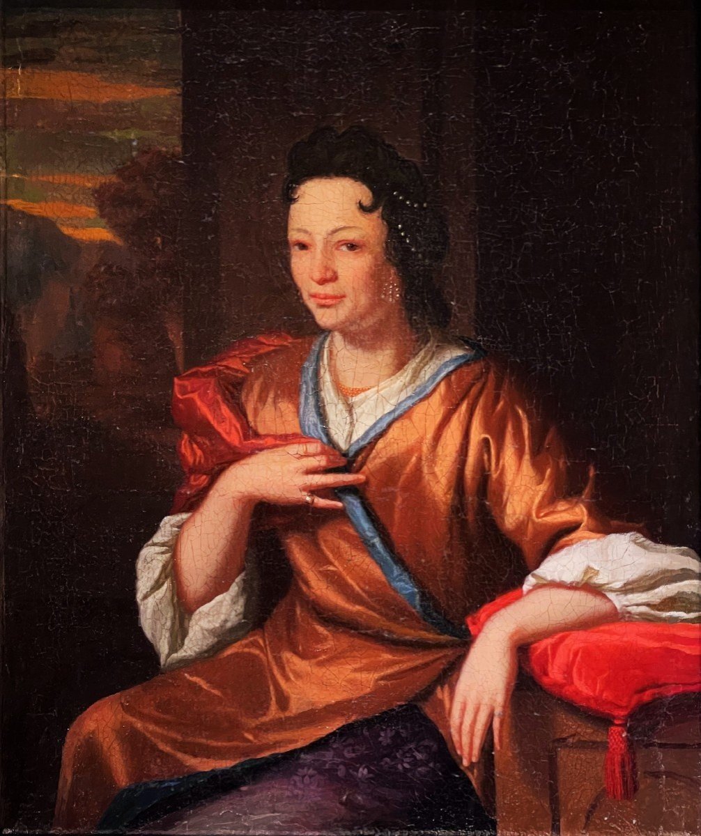 Portrait Of A Lady Of Quality, Dutch School Of The 17th Century, Entourage Of Gaspard Netscher-photo-2