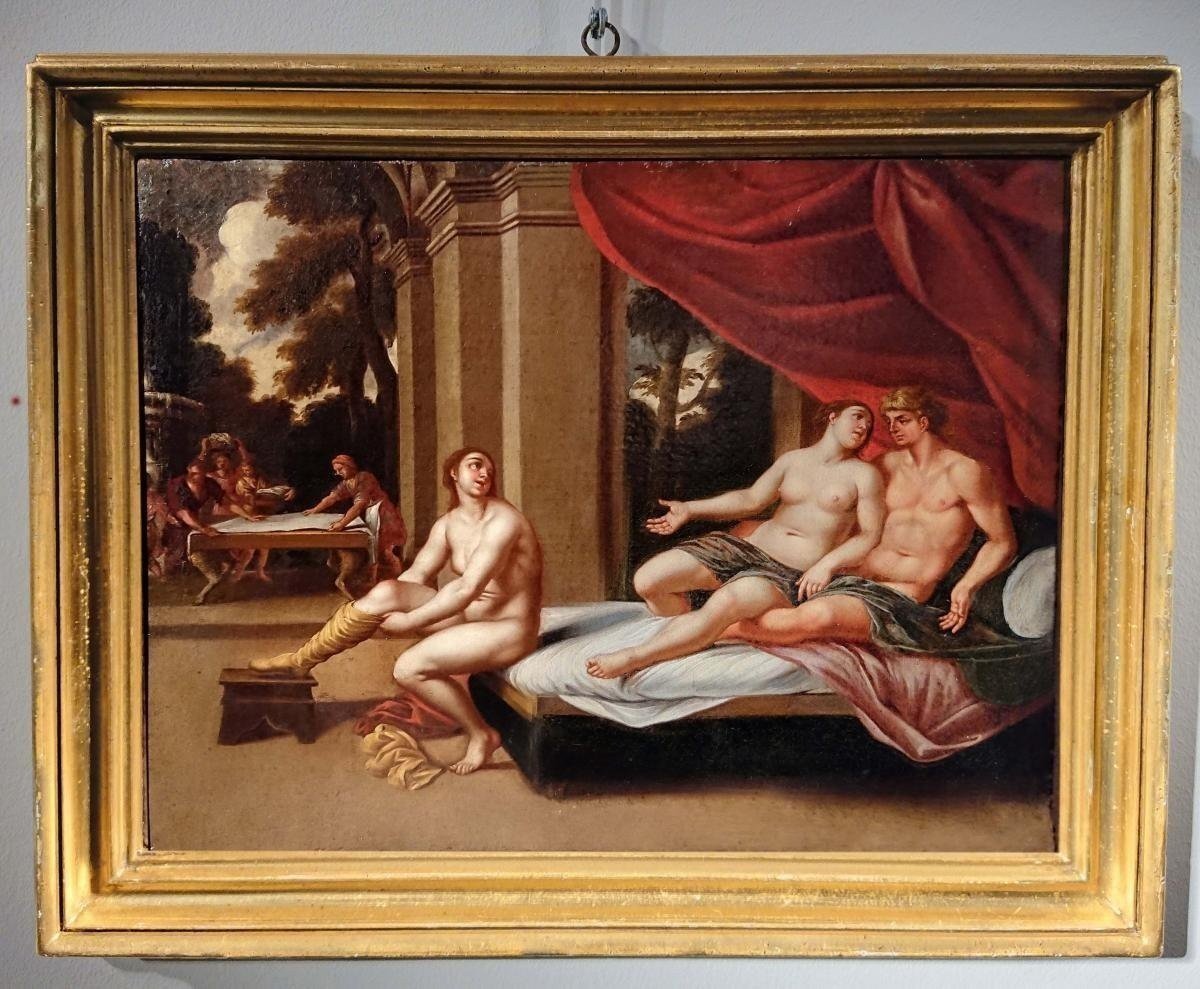 "Scène mythologique" tableau du XVIIème siècle, entourage de Carlo Saraceni