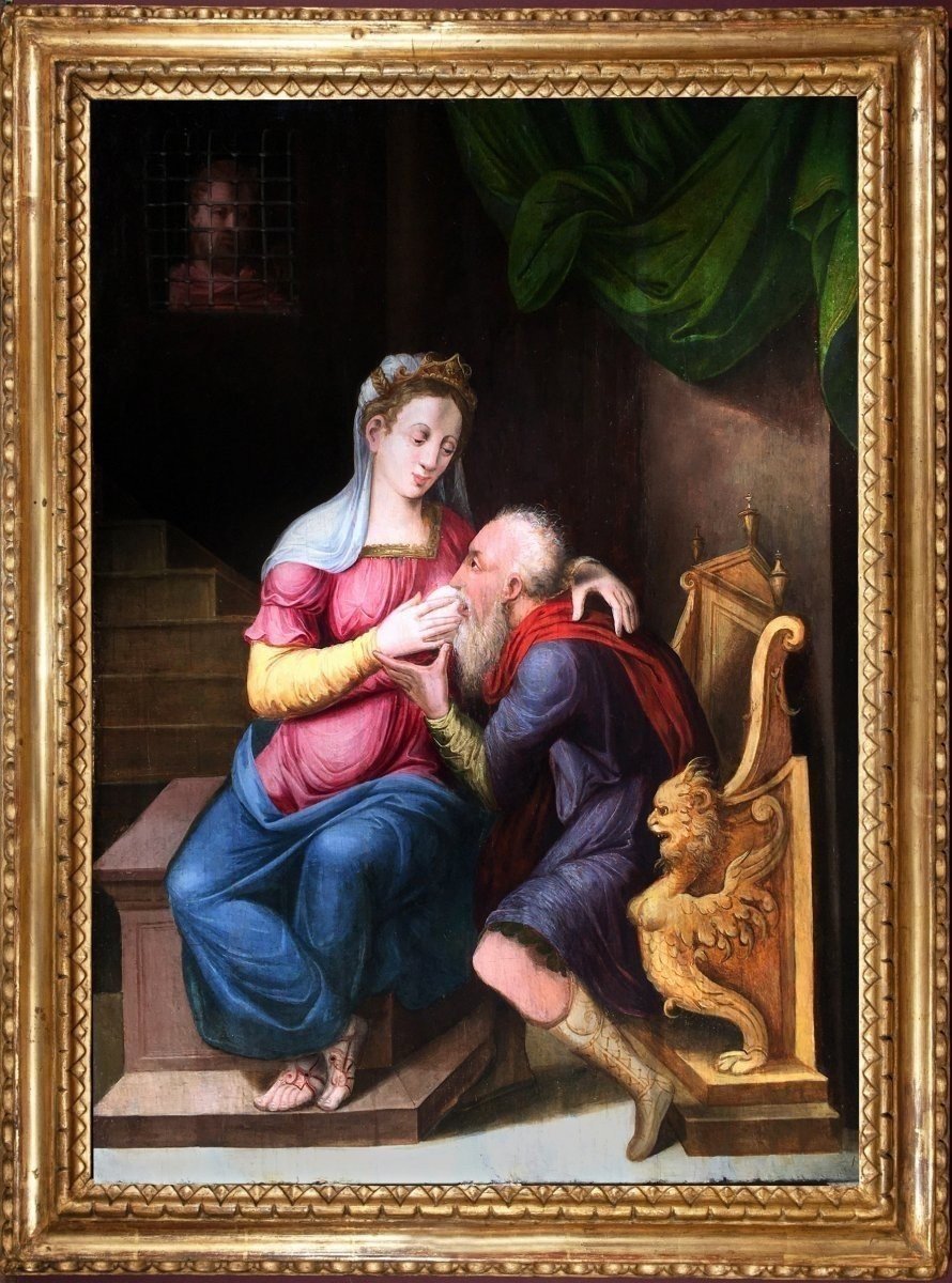 « Péro Et Cimon », Huile Sur Bois, Entourage D’antoine Caron Vers 1560 (école De Fontainebleau)