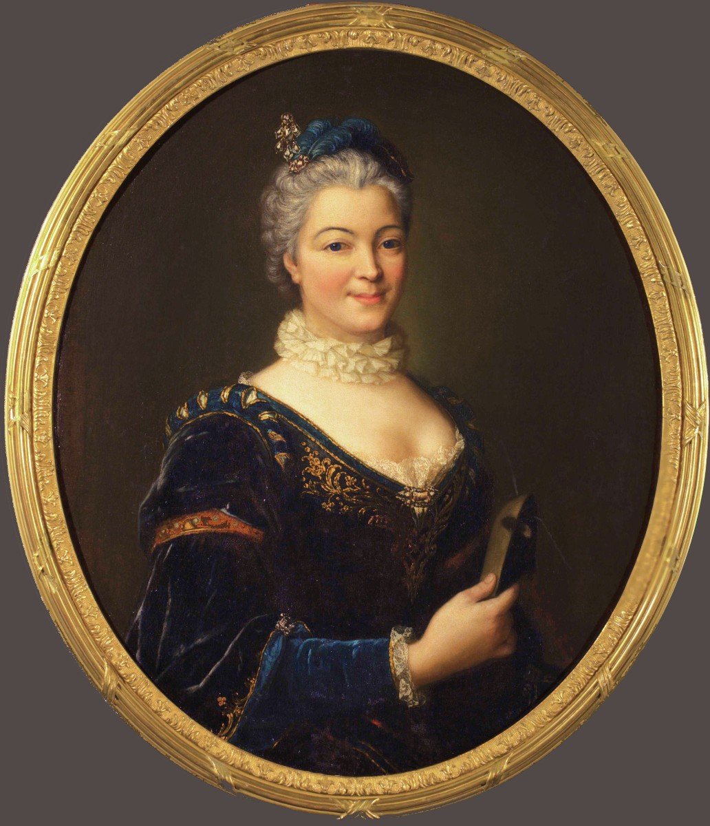 Portrait de Charlotte Desmares, comédienne, Entourage de J.B. Santerre, début  XVIIIème siècle.-photo-2