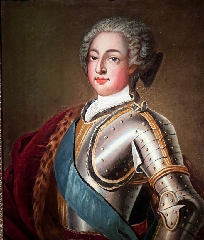 Portrait de Louis XV, Roi de France et de Navarre d'après J.B Van Loo XVIIIème siècle.-photo-3