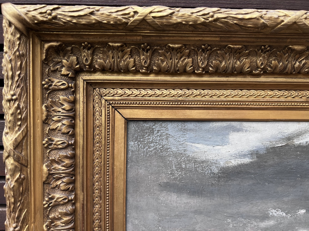 Les pêcheurs sur l’Escaut, huile sur toile. Amédée-ernest Lynen-photo-1