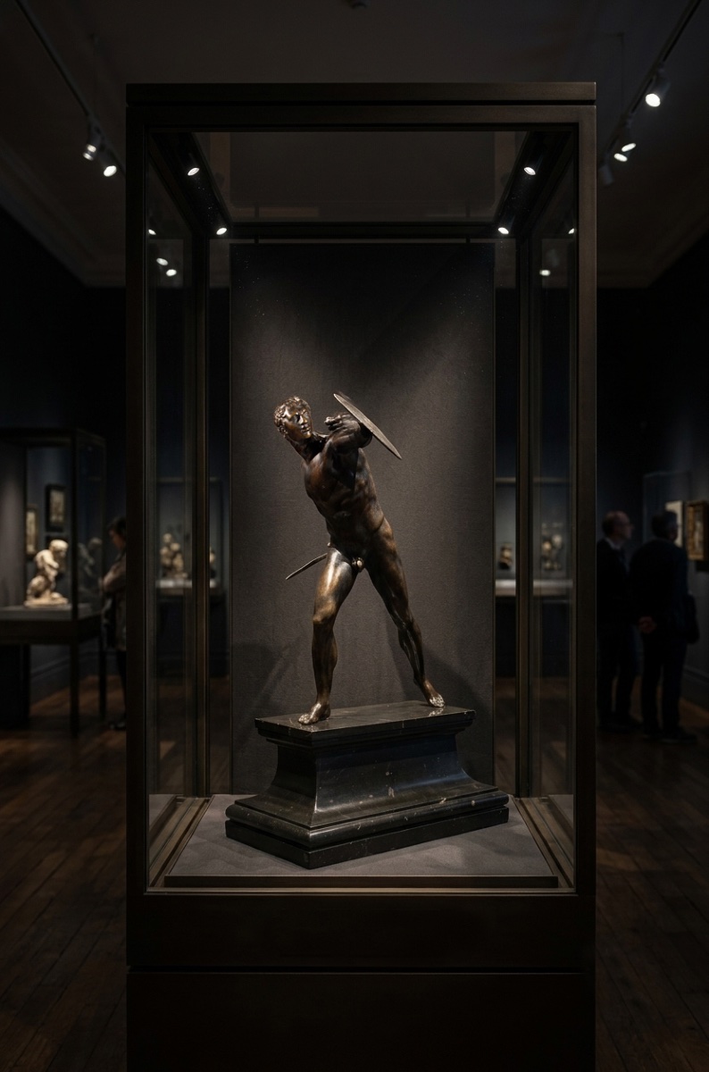 GLADIATEUR BORGHÈSE, SCULPTURE EN BRONZE. FRANCE ÉPOQUE XVIIÈME SIÈCLE.