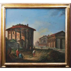 “view Of The Forum Boarium”, Attributed To Jean-baptiste Lallemand (1716-1803)