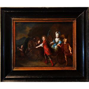 "portrait Of Five Children", Entourage Of Adriaen Van Der Werff, 17th Century.