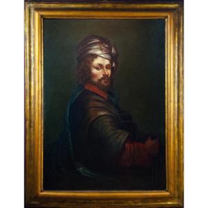 Portrait d'homme au turban, école italienne du XVIIème siècle.