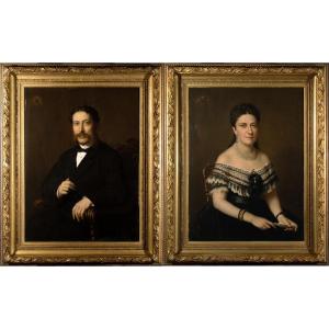 Portraits Of Eugène Desmaisières And Valérie De Wal  