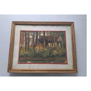 Pauline De Lacroix Garnier Pastel Paysage Arbre Nature Tableau Encadré Signé