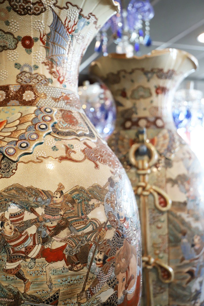 Grands Vases Satsuma Japonais ( Paire )-photo-2