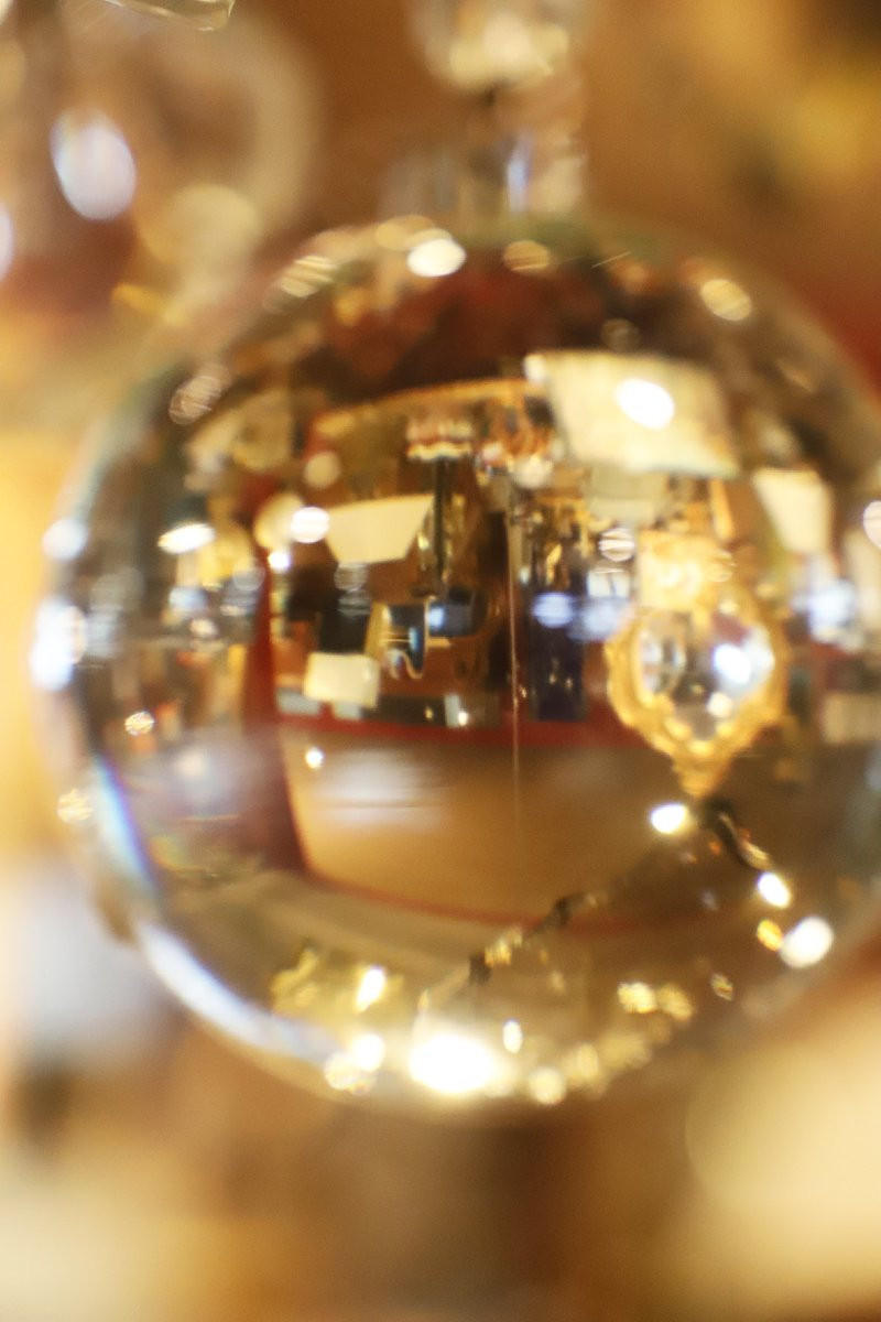 Lustre Cristal Et Cage En Bronze-photo-2