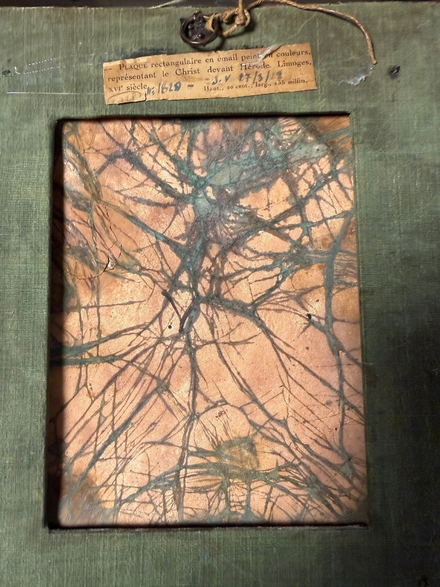 Polychrome Painted Enamel Plaque Christ Before Pilate-photo-2