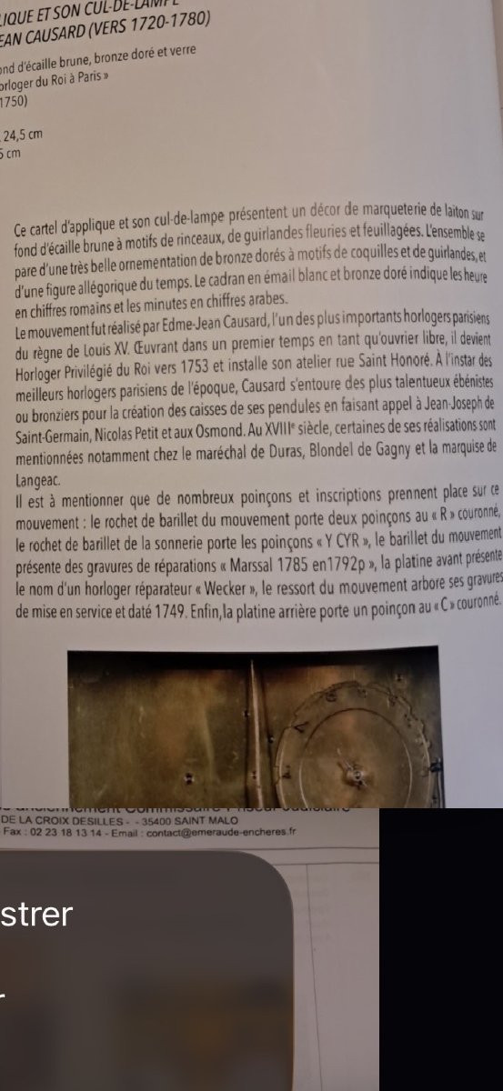IMPORTANT CARTEL D APPLIQUE ET SON CUL DE LAMPE EPOQUE LOUIS XV-photo-1
