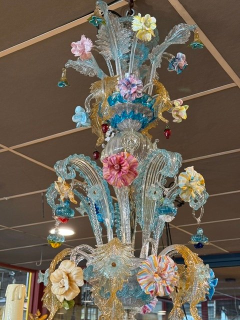 Important Venetian Murano Glass Chandelier-photo-3