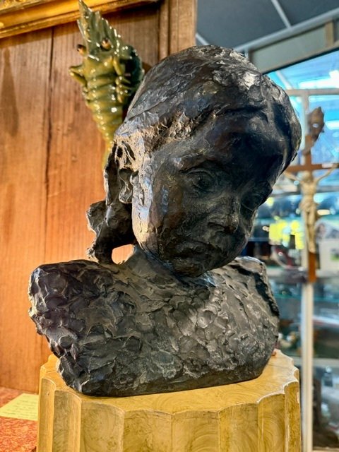 Bronze Bust Of A Young Woman By Lucien Braseur-photo-3