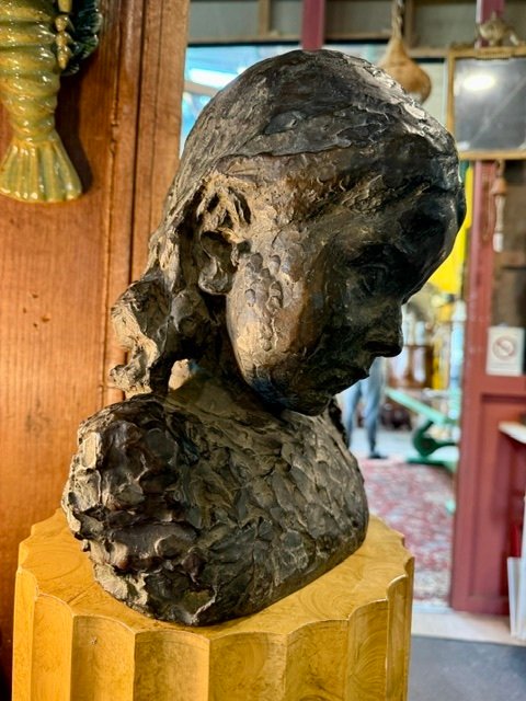 Bronze Bust Of A Young Woman By Lucien Braseur-photo-4