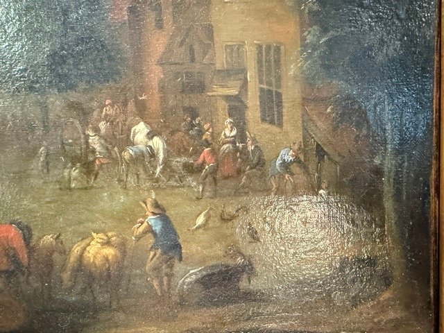 Attribué à Grevenbroeck – Marché aux bestiaux dans un village-photo-4