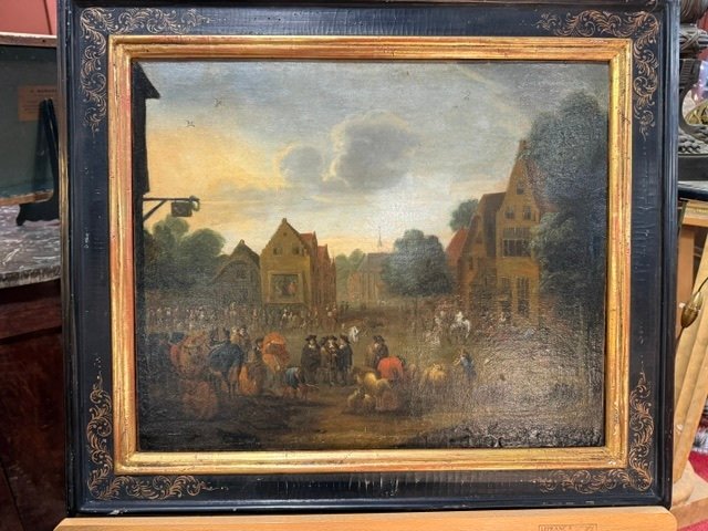 Attribué à Grevenbroeck – Marché aux bestiaux dans un village
