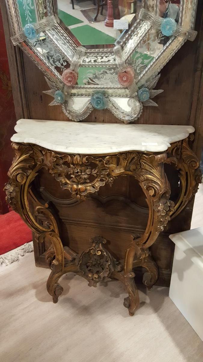 Console Louis XV Style Golden Wood
