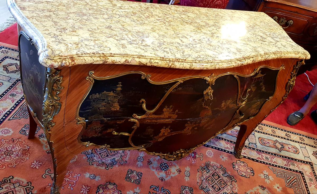 Commode Galbee De Style Louis XV Laquée -photo-2
