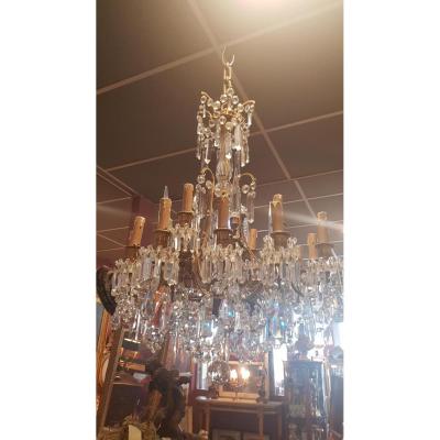 Grand Chandelier XIX Bronze And Crystal