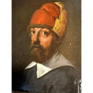 Attribué à Bernardo Strozzi (1581-1644) – Portrait d’homme au bonnet rouge 