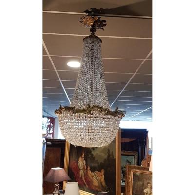 Large Mongolian Chandelier In Bronze And Crystal