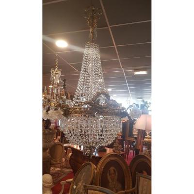 Grand Chandelier XIX Bronze And Crystal