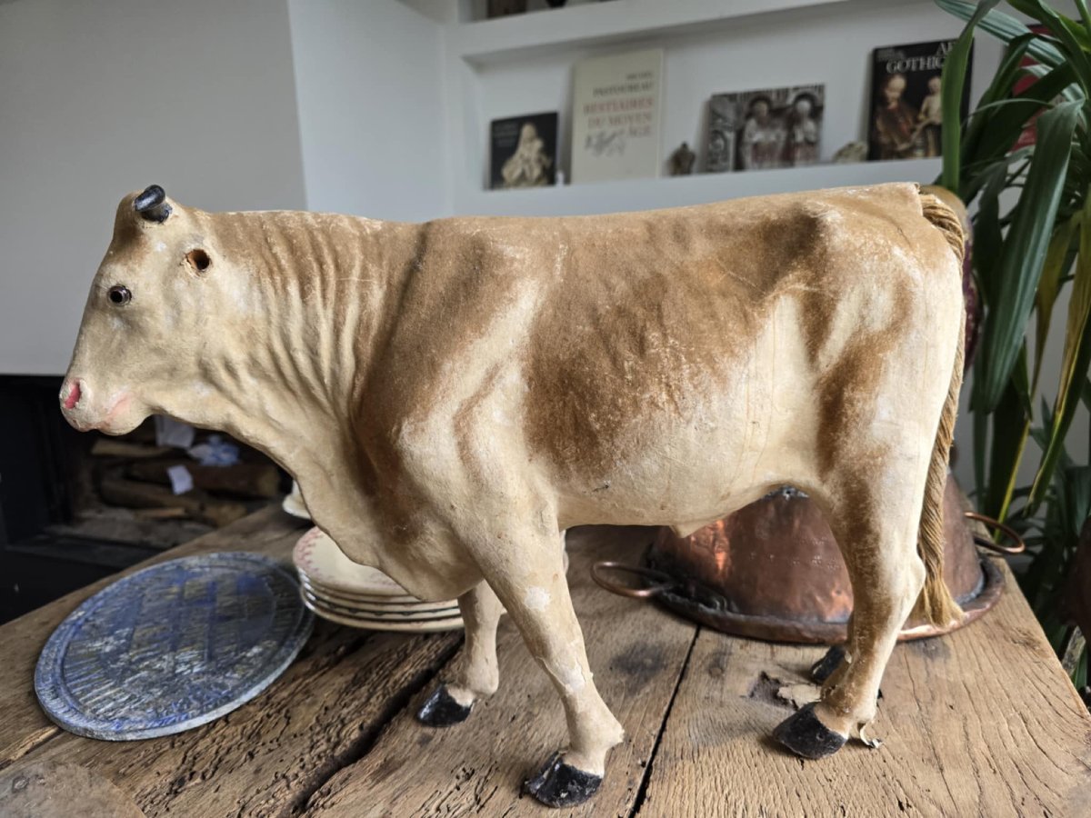 Antique Toy - Papier Mache Ox -photo-3