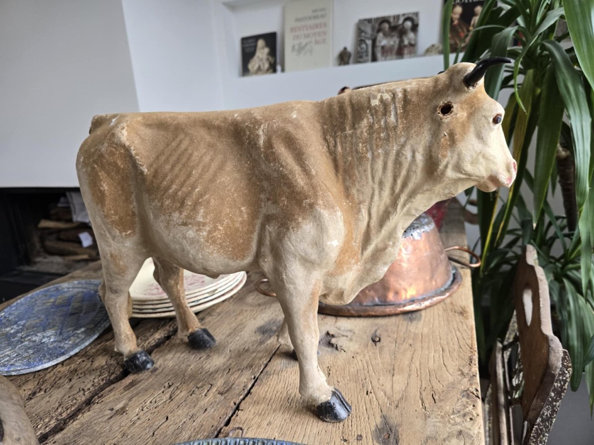 Antique Toy - Papier Mache Ox -photo-4