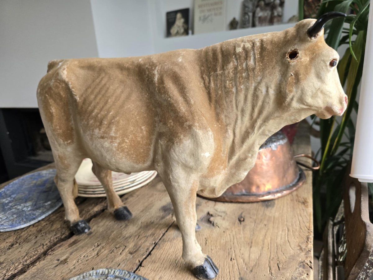 Antique Toy - Papier Mache Ox -photo-2