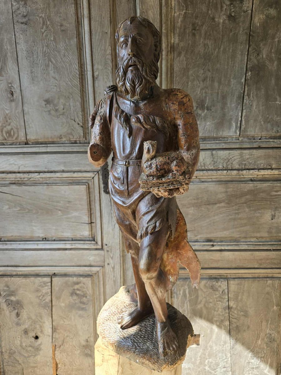 Saint Jean Baptiste - Bois sculpté - XVIIème siècle -photo-2