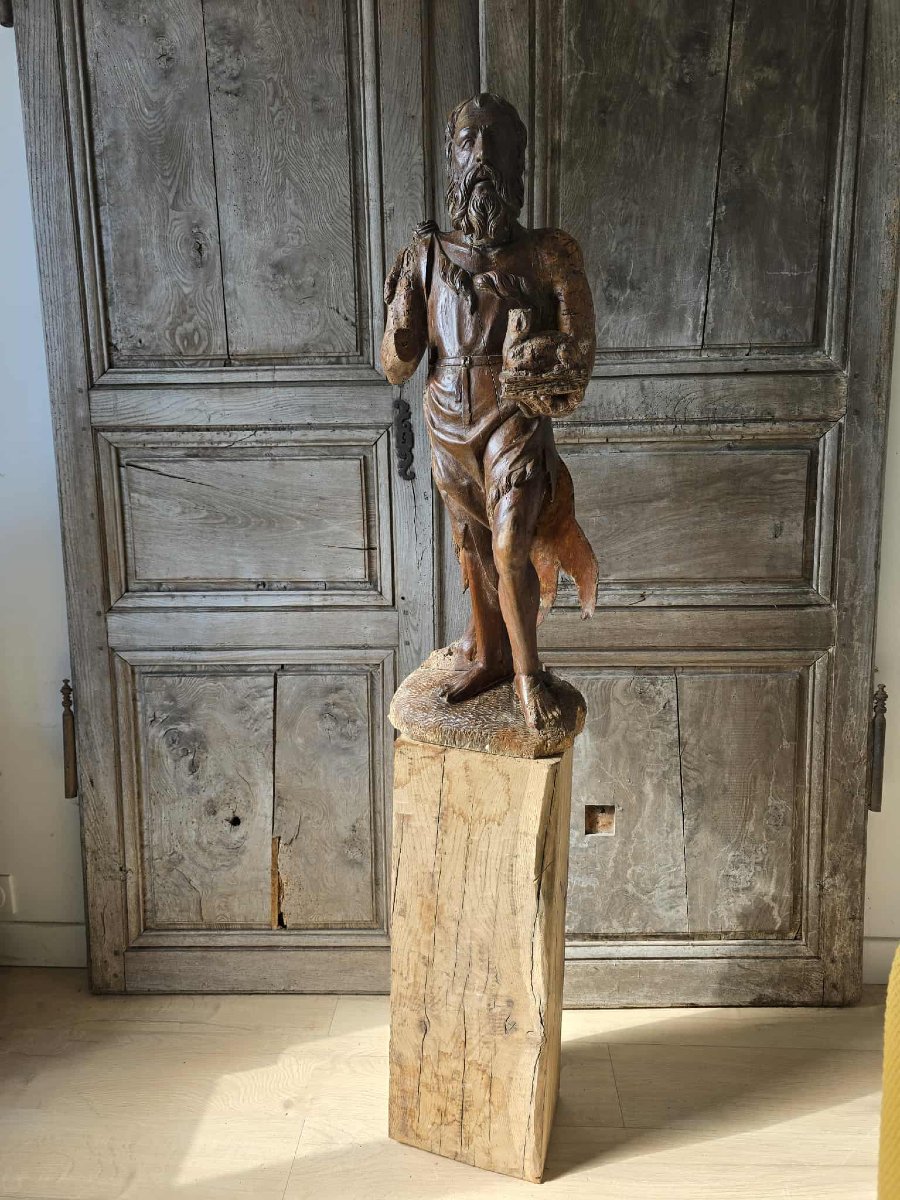 Saint Jean Baptiste - Bois sculpté - XVIIème siècle -photo-3