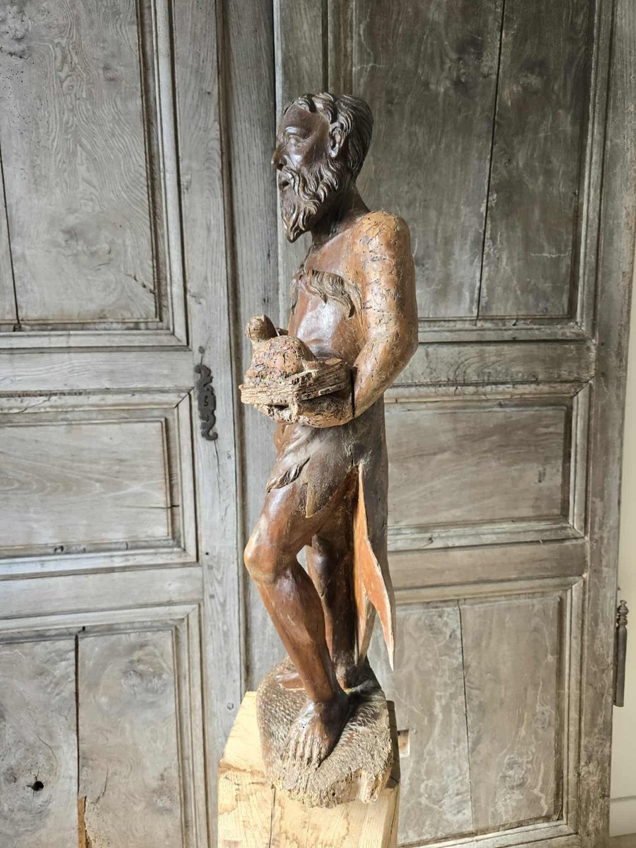 Saint Jean Baptiste - Bois sculpté - XVIIème siècle -photo-1